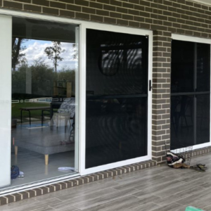 White Crimsafe Regular sliding doors